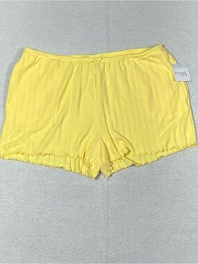 Tranquil & True Sleep Shorts Women's XL Yellow Ruffled Edges Pockets Cozy NWT